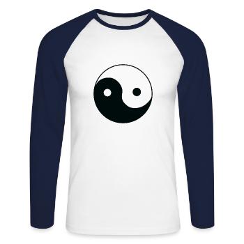 ying et yang en noir et blanc - T-shirt baseball manches longues Homme - blanc/marine - Devant - Nik (191cm)