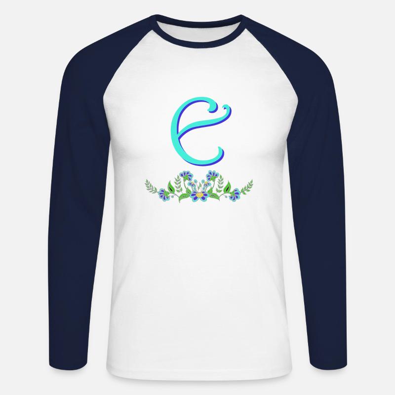 blaue blume e - Unisex Baseballshirt langarm - Weiß/Navy