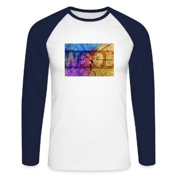 Holz - Bois - Baum - Coloré - T-shirt baseball manches longues Homme - blanc/marine - Devant - Nik (191cm)