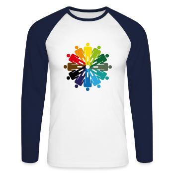 Die Welt ist bunt! Geschenk LGBT Welt Liebe Farben - Unisex Baseballshirt langarm - Weiß/Navy - Vorne - Nik (191cm)