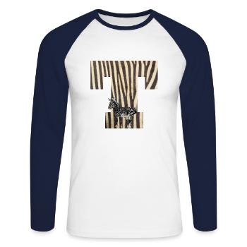 zèbre t - T-shirt baseball manches longues Homme - blanc/marine - Devant - Nik (191cm)