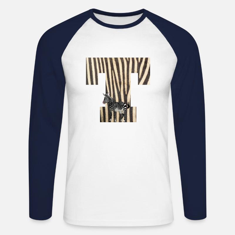 zebra t - Unisex Baseballshirt langarm - Weiß/Navy