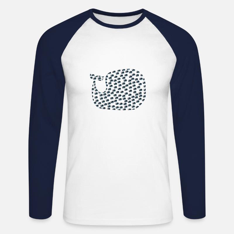 Kleine Wale - Unisex Baseballshirt langarm - Weiß/Navy