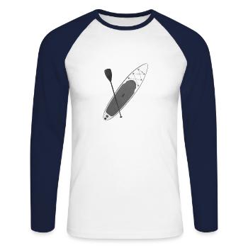 Stand up paddling | SUP | Paddleboarding - Unisex Long Sleeve Baseball T-Shirt - white/navy - Front - Nik (191cm)