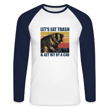 Let's Eat Trash & Get Hit By A Car Opossum Vintage - Unisex Baseballshirt langarm - Weiß/Navy - Vorne - Nik (191cm)