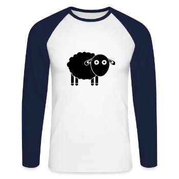 Mouton - T-shirt baseball manches longues Homme - blanc/marine - Devant - Nik (191cm)