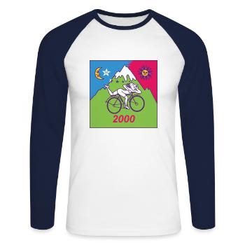 Albert Hofmann LSD 2000 - T-shirt baseball manches longues Homme - blanc/marine - Devant - Nik (191cm)