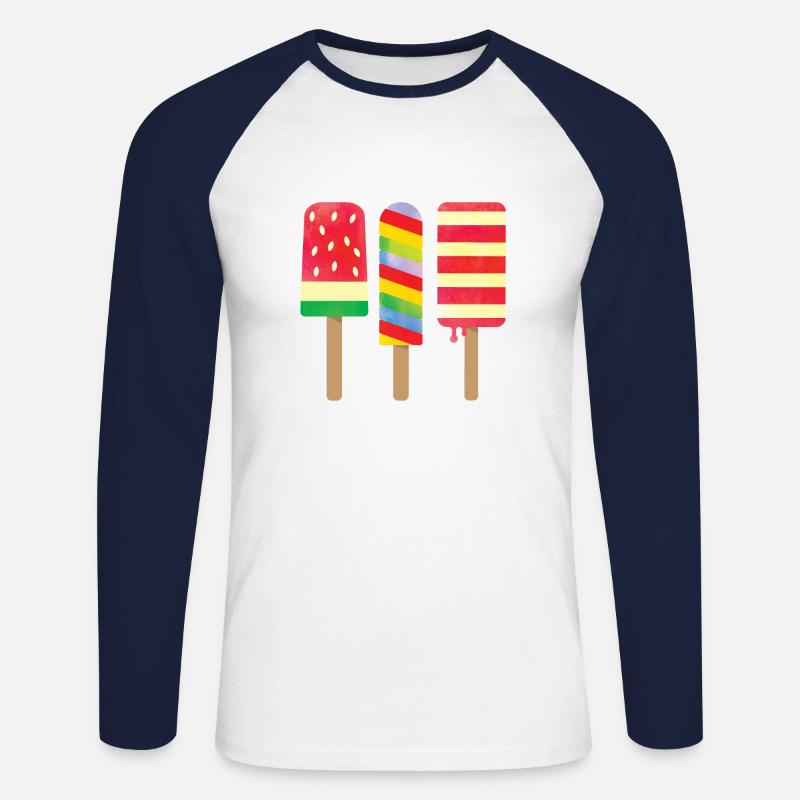 Drei leckere Eiscreme - Unisex Baseballshirt langarm - Weiß/Navy