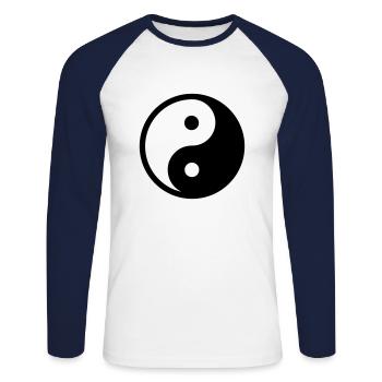 Yin yang - T-shirt baseball manches longues Homme - blanc/marine - Devant - Nik (191cm)