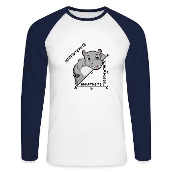 Hippotenuse Cool Fun Shirt Pythagore Math Lovers - T-shirt baseball manches longues Homme - blanc/marine - Devant - Nik (191cm)