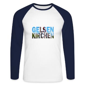 Gelsenkirchen à Schalke Mining - T-shirt baseball manches longues Homme - blanc/marine - Devant - Nik (191cm)
