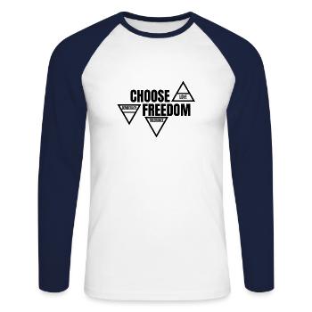 Wähle Freiheit liebe Demokratie Toleranz nett - Unisex Baseballshirt langarm - Weiß/Navy - Vorne - Nik (191cm)
