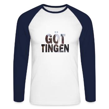 Göttingen Rathaus - Unisex Baseballshirt langarm - Weiß/Navy - Vorne - Nik (191cm)