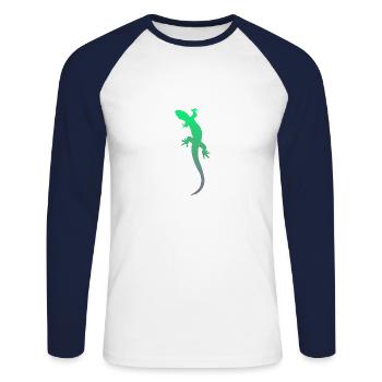 Gecko Salamander Lizard - Unisex Long Sleeve Baseball T-Shirt - white/navy - Front - Nik (191cm)