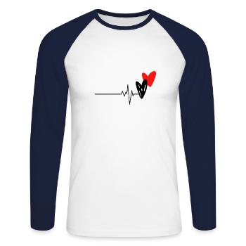 Herzen - Unisex Baseballshirt langarm - Weiß/Navy - Vorne - Nik (191cm)