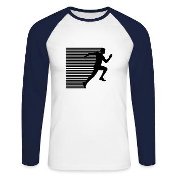 Marathon runner speed 26.2 gift idea - Unisex Long Sleeve Baseball T-Shirt - white/navy - Front - Nik (191cm)
