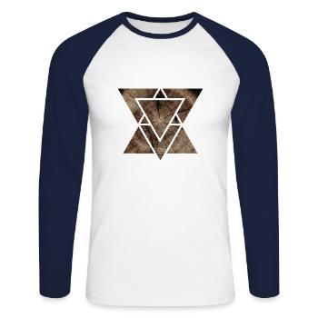 Géométrie du bois - T-shirt baseball manches longues Homme - blanc/marine - Devant - Nik (191cm)