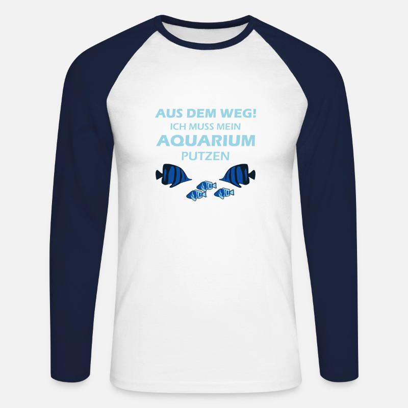 Aquarium Aquarianer - Unisex Baseballshirt langarm - Weiß/Navy