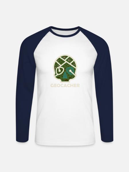 Géocaching géocaching - T-shirt baseball manches longues Homme - blanc/marine