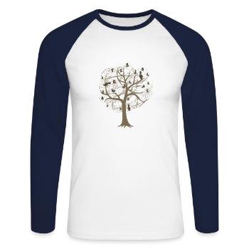 Music Sheet Music - Unisex Long Sleeve Baseball T-Shirt - white/navy - Front - Nik (191cm)