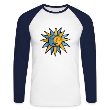 soleil de lune - T-shirt baseball manches longues Homme - blanc/marine - Devant - Nik (191cm)