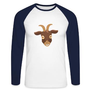 Goat face (Hand drawn) - Unisex Long Sleeve Baseball T-Shirt - white/navy - Front - Nik (191cm)