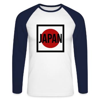 drapeau du Japon - T-shirt baseball manches longues Homme - blanc/marine - Devant - Nik (191cm)