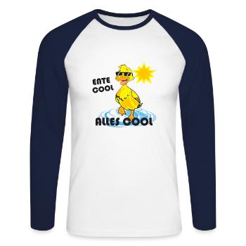 Ente Sommer cool - Unisex Baseballshirt langarm - Weiß/Navy - Vorne - Nik (191cm)