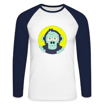 Crumpy Monkey - Unisex Long Sleeve Baseball T-Shirt - white/navy - Front - Nik (191cm)