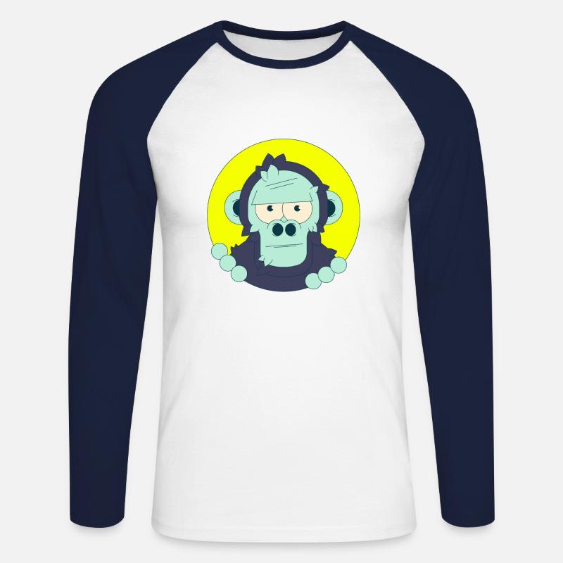 Crumpy Monkey - Unisex Baseballshirt langarm - Weiß/Navy