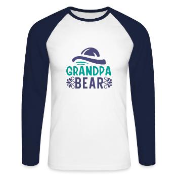 Opa Bär 01 - Unisex Baseballshirt langarm - Weiß/Navy - Vorne - Nik (191cm)