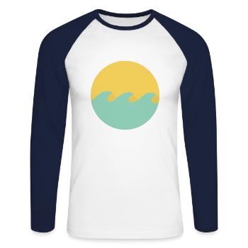 miami welle - Unisex Baseballshirt langarm - Weiß/Navy - Vorne - Nik (191cm)