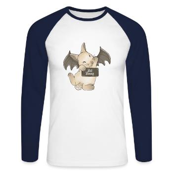 Cute Bat Rabbit - Unisex Long Sleeve Baseball T-Shirt - white/navy - Front - Nik (191cm)
