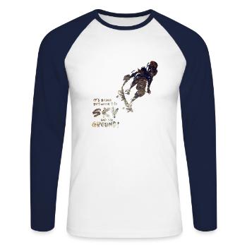 Patin - T-shirt baseball manches longues Homme - blanc/marine - Devant - Nik (191cm)