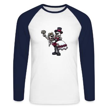 Married Skeletons - Unisex Long Sleeve Baseball T-Shirt - white/navy - Front - Nik (191cm)