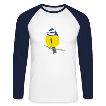 Mignon bleu - T-shirt baseball manches longues Homme - blanc/marine - Devant - Nik (191cm)