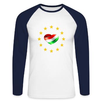 HONGRIE - Hongrie - T-shirt baseball manches longues Homme - blanc/marine - Devant - Nik (191cm)