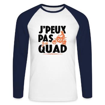 Je Peux Pas J'ai Quad Cadeau Conducteur De Quad - T-shirt baseball manches longues Homme - blanc/marine - Devant - Nik (191cm)