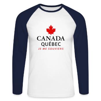 Kanada Quebec Maple Leaf Ahornblatt I love Canada - Unisex Baseballshirt langarm - Weiß/Navy - Vorne - Nik (191cm)