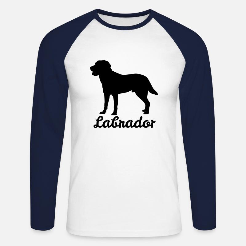 Labrador Retriever - Hund Geschenk Labbi - Unisex Baseballshirt langarm - Weiß/Navy