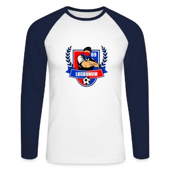 Football Lyon - T-shirt baseball manches longues Homme - blanc/marine - Devant - Nik (191cm)
