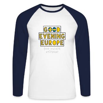 Eurovision Song Contest SWEDEN Melodifestavalen - Unisex Long Sleeve Baseball T-Shirt - white/navy - Front - Nik (191cm)