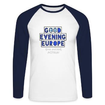 Concours Eurovision de la chanson Grèce - T-shirt baseball manches longues Homme - blanc/marine - Devant - Nik (191cm)