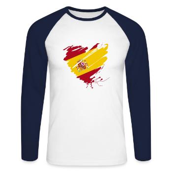 Heart Corazón Spain España Barcelona Mallorca Gate - Unisex Long Sleeve Baseball T-Shirt - white/navy - Front - Nik (191cm)