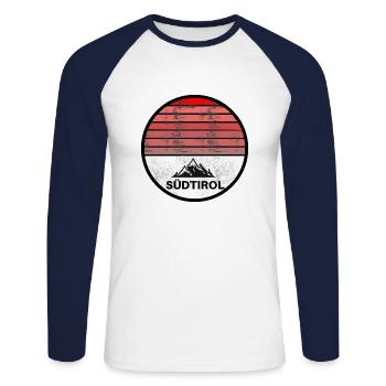 SCHÖNES LOGO DER BERGE UND SÜDTIROLS - Unisex Baseballshirt langarm - Weiß/Navy - Vorne - Nik (191cm)