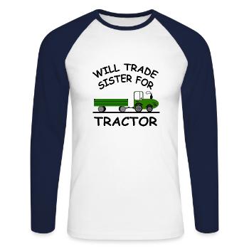 Tractor - Unisex Long Sleeve Baseball T-Shirt - white/navy - Front - Nik (191cm)