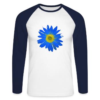 Sonnenblume Ukraine Flagge Fahne Gelb Blau Farben - Unisex Baseballshirt langarm - Weiß/Navy - Vorne - Nik (191cm)