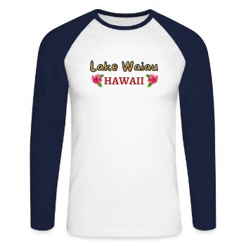 Lake Waiau Hawaii - Unisex Long Sleeve Baseball T-Shirt - white/navy - Front - Nik (191cm)