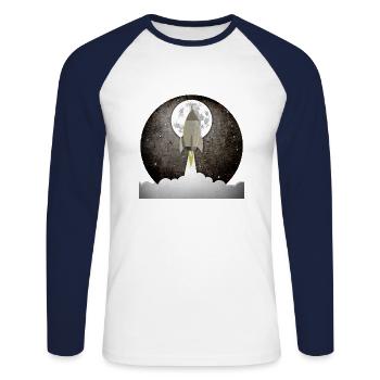 Round old rocket background - Unisex Long Sleeve Baseball T-Shirt - white/navy - Front - Nik (191cm)