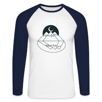 BOHO Moon mountains peaks and reflection - Unisex Long Sleeve Baseball T-Shirt - white/navy - Front - Nik (191cm)